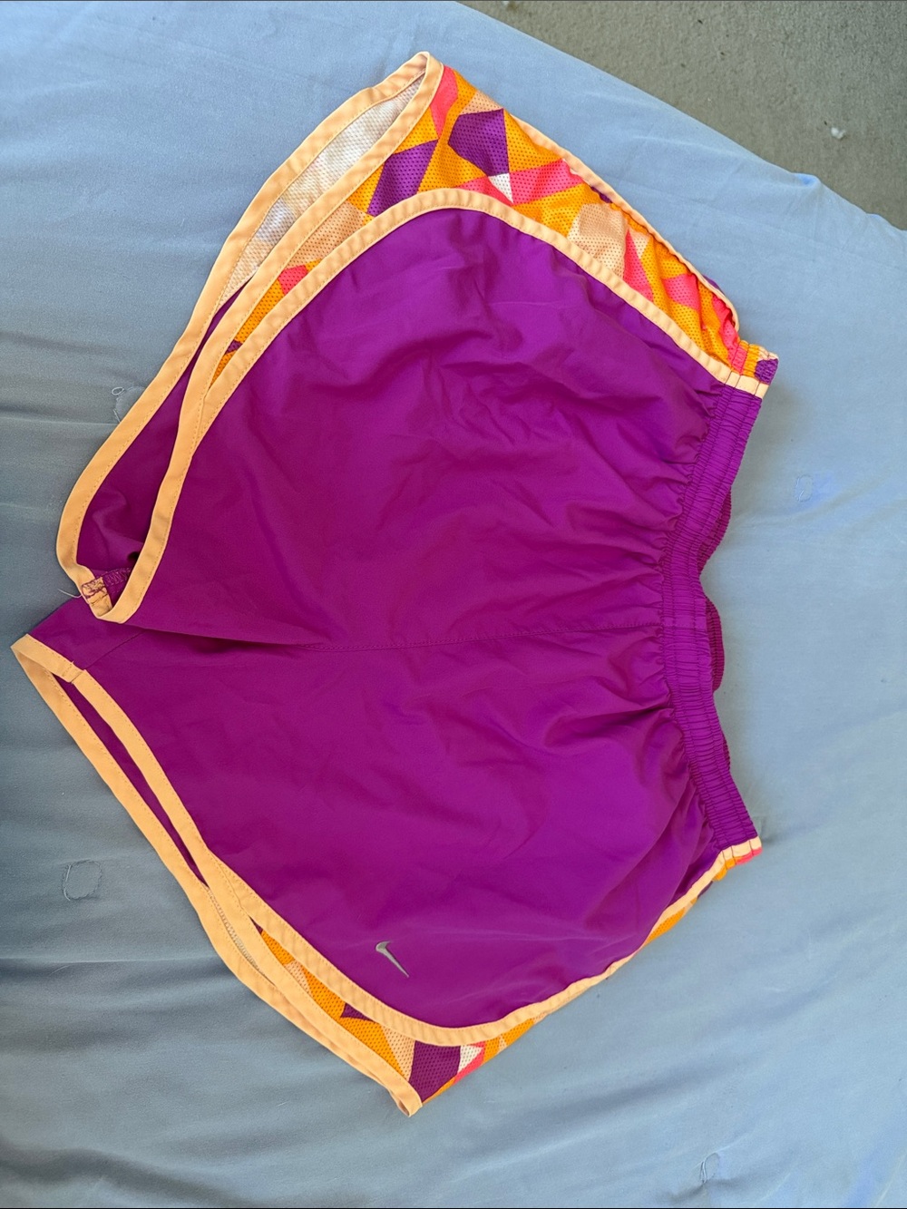 Nike Women's Purple Athletic Shorts with Peach Accents